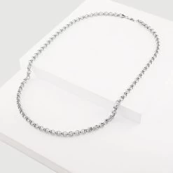 Sterling Silver 5mm Belcher Rolo Chain Necklace -Fashion Accessories Store 925 sterling silver belcher chain whole view grey tchbl5 2000q6