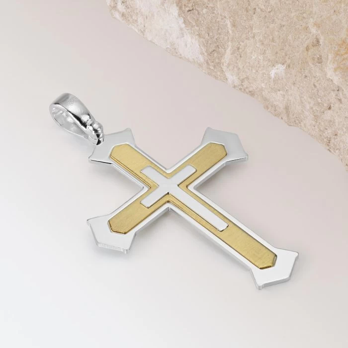 Gold Plated On Sterling Silver Cleche Cross Pendant 2 Gold Plated On Sterling Silver Cleche Cross Pendant - Image 2