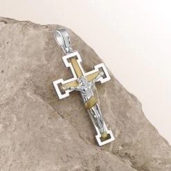 Gold Plated On Sterling Silver Crucifix Cross Pendant -Fashion Accessories Store 925 sterling silver cross pendant gold on silver pecrs42 sg rock 2 up 2000 2