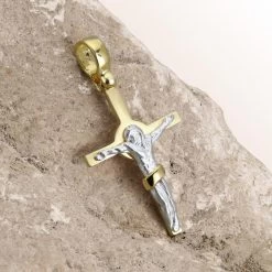 Gold Plated On Sterling Silver Celtic Crucifix Cross Pendant -Fashion Accessories Store 925 sterling silver cross pendant silver on gold pe crs32 gs rock 2 up 2000
