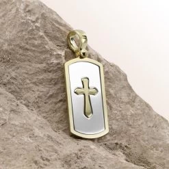 Gold Plated On Sterling Silver Cross Pendant -Fashion Accessories Store 925 sterling silver cross pendant silver on gold pe crs37 gs rock 2 up 2000 1