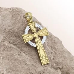 Gold Plated On Sterling Silver Celtic Cross Pendant -Fashion Accessories Store 925 sterling silver cross pendant silver on gold pe crs38 s rock 2 up 2000