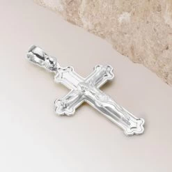 Sterling Silver Budded Crucifix Cross Pendant -Fashion Accessories Store 925 sterling silver cross pendant silver pe crs4b s rock 1 flat 2000q6