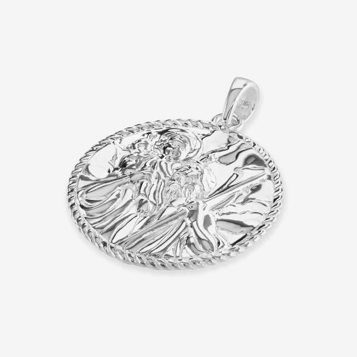 Sterling Silver Round St Christopher Pendant 2 Sterling Silver Round St Christopher Pendant - Image 2