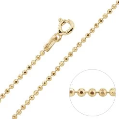 9ct Yellow Gold Plated 1.5mm Diamond Cut Ball Bead Chain Necklace