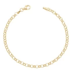 Yellow Gold Plated Sterling Silver 3.4mm Belcher Link Bracelet