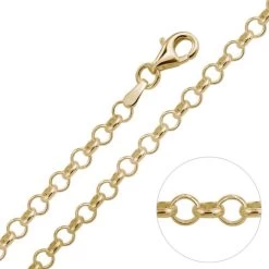 9ct Yellow Gold Plated 3.4mm Belcher Rolo Chain Necklace