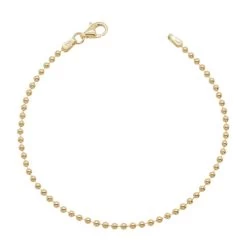 Yellow Gold Plated Sterling Silver 2mm Ball Bead Link Bracelet