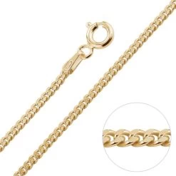 9ct Yellow Gold Plated 2mm Diamond Cut Curb Chain Necklace