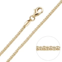 9ct Yellow Gold Plated 2mm Popcorn Chain Necklace