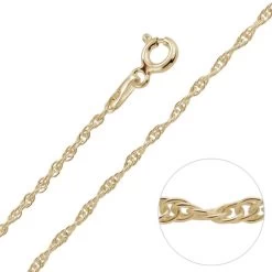 9ct Yellow Gold Plated 1.5mm Loose Rope Prince Of Wales Chain Necklace