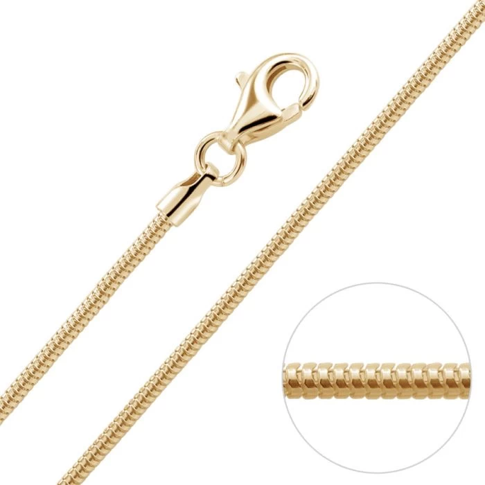 9ct Yellow Gold Plated 1.4mm Snake Chain Necklace 3 9ct Yellow Gold Plated 1.4mm Snake Chain Necklace - Image 3