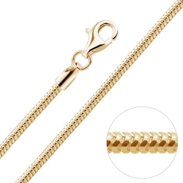 9ct Yellow Gold Plated 1.9mm Snake Chain Necklace 6 9ct Yellow Gold Plated 1.9mm Snake Chain Necklace - Image 6