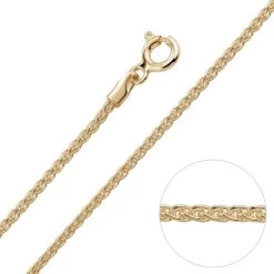 9ct Yellow Gold Plated 1.3mm Spiga Wheat Chain Necklace