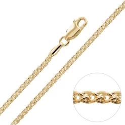 9ct Yellow Gold Plated 1.9mm Spiga Wheat Chain Necklace