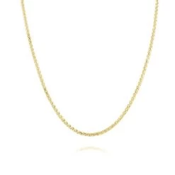 9ct Yellow Gold Plated 2mm Rounded Box Chain Necklace -Fashion Accessories Store bxr2 hanging