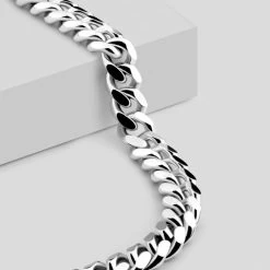 Sterling Silver 7mm Diamond Cut Cuban Chain Necklace 11 Sterling Silver 7mm Diamond Cut Cuban Chain Necklace -Fashion Accessories Store cbn7 angleedge unedited