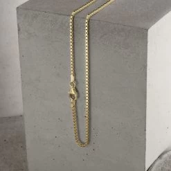9ct Yellow Gold Plated 1.5mm Box Chain Necklace -Fashion Accessories Store concrete ygbx15comp90