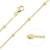 Yellow Gold Plated Sterling Silver 1.2mm Cable Chain Bobble Necklace With Cube Beads