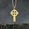 Gold Plated On Sterling Silver Celtic Cross Necklace