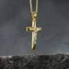 Gold Plated On Sterling Silver Crucifix Cross Necklace