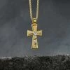 Gold Plated On Sterling Silver Byzantine Crucifix Cross Necklace