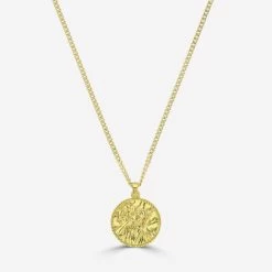 Gold Plated Sterling Silver20mm Round St Christopher Necklace With Curb Chain -Fashion Accessories Store gold plated st christopher necklace curb packshot front ystcrp20 ycu2 2000q6