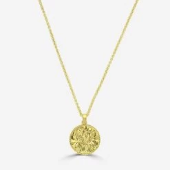 Gold Plated Sterling Silver20mm Round St Christopher Necklace With Spiga Chain -Fashion Accessories Store gold plated st christopher necklace spiga packshot front ystcrp20 ysp19 2000q6