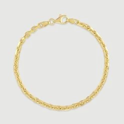 9ct Gold Plated Sterling Silver 3.5mm Anchor Bracelet