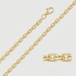 9ct Gold Plated Sterling Silver 3.5mm Anchor Chain