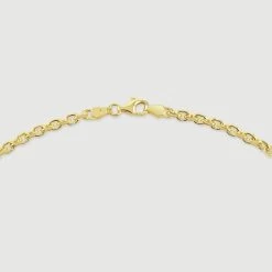 9ct Gold Plated Sterling Silver 3mm Anchor Chain -Fashion Accessories Store gold plated sterling silver anchor chain clasp grey tchygantr30