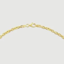 9ct Gold Plated Sterling Silver 3.5mm Anchor Chain -Fashion Accessories Store gold plated sterling silver anchor chain clasp grey tchygantr35