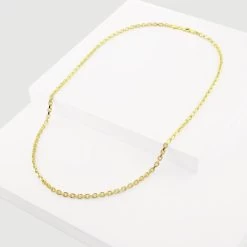 9ct Gold Plated Sterling Silver 3mm Anchor Chain -Fashion Accessories Store gold plated sterling silver anchor chain whole view grey tchygantr30
