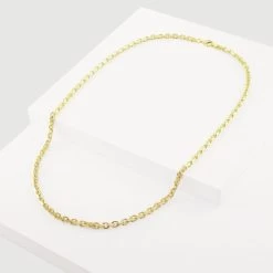 9ct Gold Plated Sterling Silver 3.5mm Anchor Chain -Fashion Accessories Store gold plated sterling silver anchor chain whole view grey tchygantr35