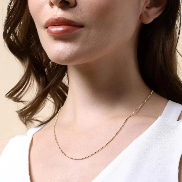 9ct Yellow Gold Plated 1.5mm Ball Bead Chain Necklace 4 9ct Yellow Gold Plated 1.5mm Ball Bead Chain Necklace - Image 4