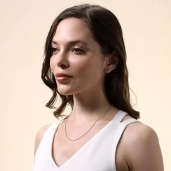 9ct Yellow Gold Plated 1.5mm Ball Bead Chain Necklace 10 9ct Yellow Gold Plated 1.5mm Ball Bead Chain Necklace -Fashion Accessories Store gold plated sterling silver ball bead chain female model far view tchygbd15 2000q6