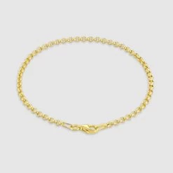 9ct Yellow Gold Plated Sterling Silver 2.6mm Belcher Bracelet