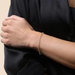 Yellow Gold Plated Sterling Silver 3.4mm Belcher Link Bracelet -Fashion Accessories Store gold plated sterling silver belcher bracelet model close view tchygbrbl34 2000q6