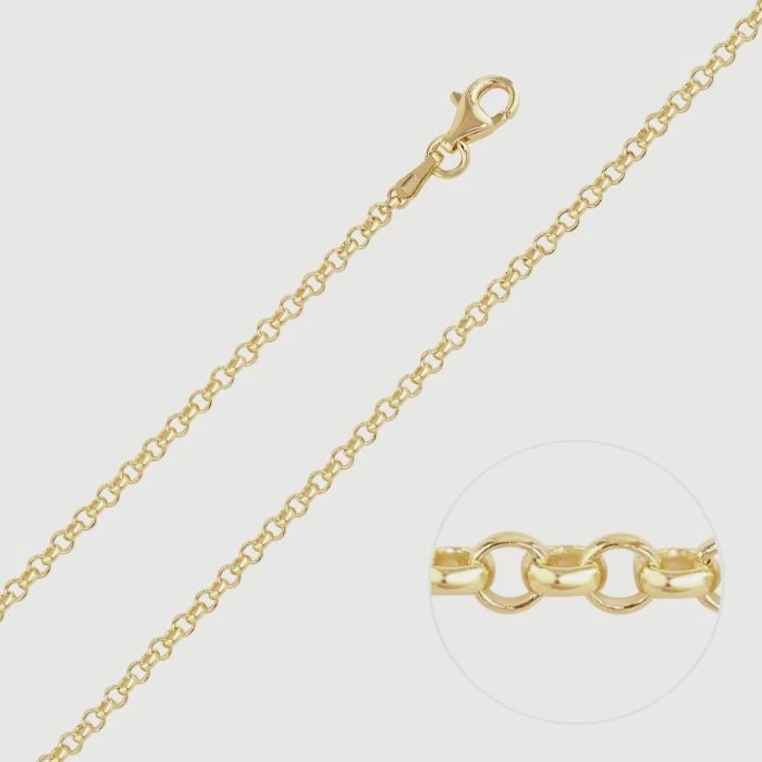 9ct Yellow Gold Plated Sterling Silver 2.3mm Belcher Chain 1 9ct Yellow Gold Plated Sterling Silver 2.3mm Belcher Chain