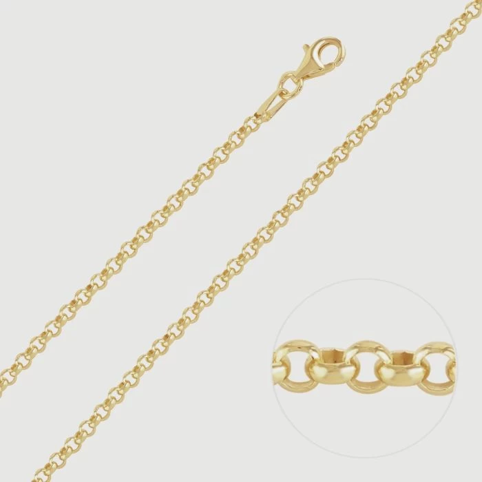 9ct Yellow Gold Plated Sterling Silver 2.6mm Belcher Chain 1 9ct Yellow Gold Plated Sterling Silver 2.6mm Belcher Chain