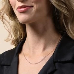 9ct Rose Gold Plated 2mm Belcher Rolo Chain Necklace 9 9ct Rose Gold Plated 2mm Belcher Rolo Chain Necklace -Fashion Accessories Store gold plated sterling silver belcher chain female model close view tchrgbl2 2000q6