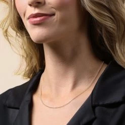 9ct Yellow Gold Plated 2mm Belcher Rolo Chain Necklace 10 9ct Yellow Gold Plated 2mm Belcher Rolo Chain Necklace -Fashion Accessories Store gold plated sterling silver belcher chain female model close view tchygbl2 2000q6