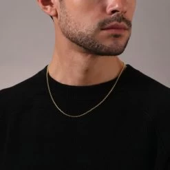 9ct Yellow Gold Plated Sterling Silver 2.6mm Belcher Chain 13 9ct Yellow Gold Plated Sterling Silver 2.6mm Belcher Chain -Fashion Accessories Store gold plated sterling silver belcher chain male model close view tchygbl26 2000q6 1