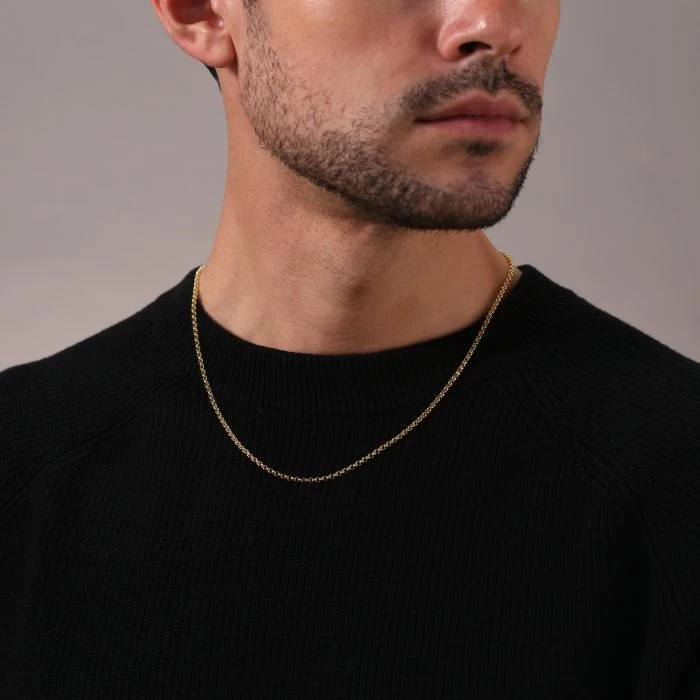 9ct Yellow Gold Plated Sterling Silver 2.6mm Belcher Chain 5 9ct Yellow Gold Plated Sterling Silver 2.6mm Belcher Chain - Image 5