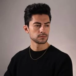 9ct Yellow Gold Plated Sterling Silver 2.6mm Belcher Chain 14 9ct Yellow Gold Plated Sterling Silver 2.6mm Belcher Chain -Fashion Accessories Store gold plated sterling silver belcher chain male model far view tchygbl26 2000q6