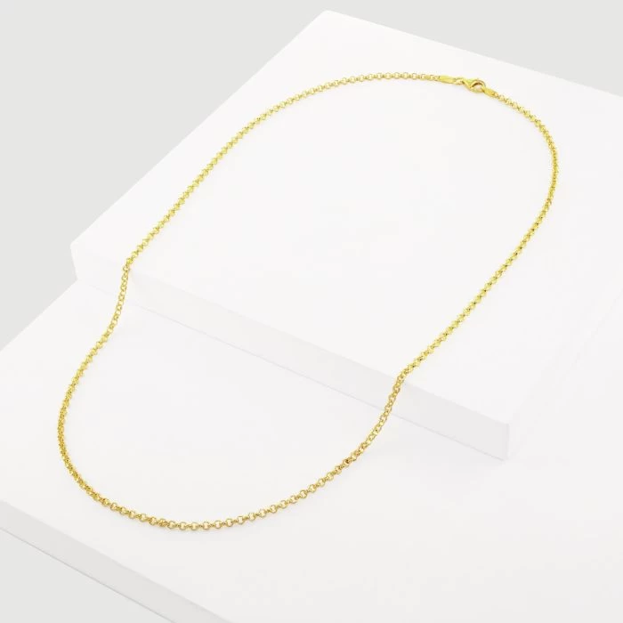 9ct Yellow Gold Plated Sterling Silver 2.3mm Belcher Chain 4 9ct Yellow Gold Plated Sterling Silver 2.3mm Belcher Chain - Image 4