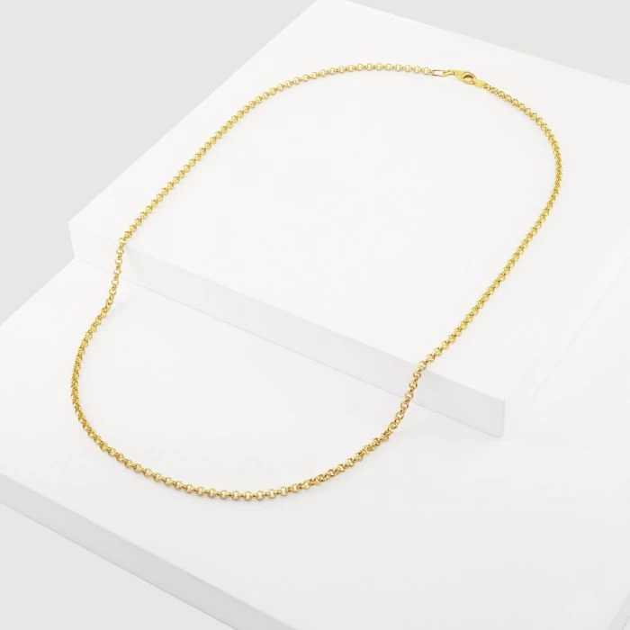 9ct Yellow Gold Plated Sterling Silver 2.6mm Belcher Chain 4 9ct Yellow Gold Plated Sterling Silver 2.6mm Belcher Chain - Image 4
