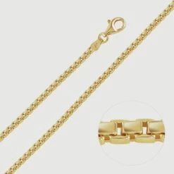 9ct Gold Plated Sterling Silver 2.3mm Box Chain Necklace