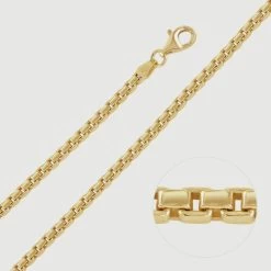 9ct Gold Plated Sterling Silver 2.8mm Box Chain Necklace