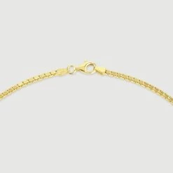 9ct Gold Plated Sterling Silver 2.3mm Box Chain Necklace -Fashion Accessories Store gold plated sterling silver box chain clasp grey tchygbx23 2000q6